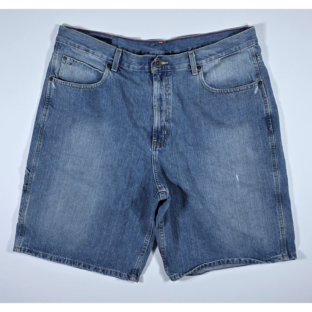 Tommy Hilfiger Mens Blue Denim Carpenter Shorts Medium Wash Size 38 Hammer Loop